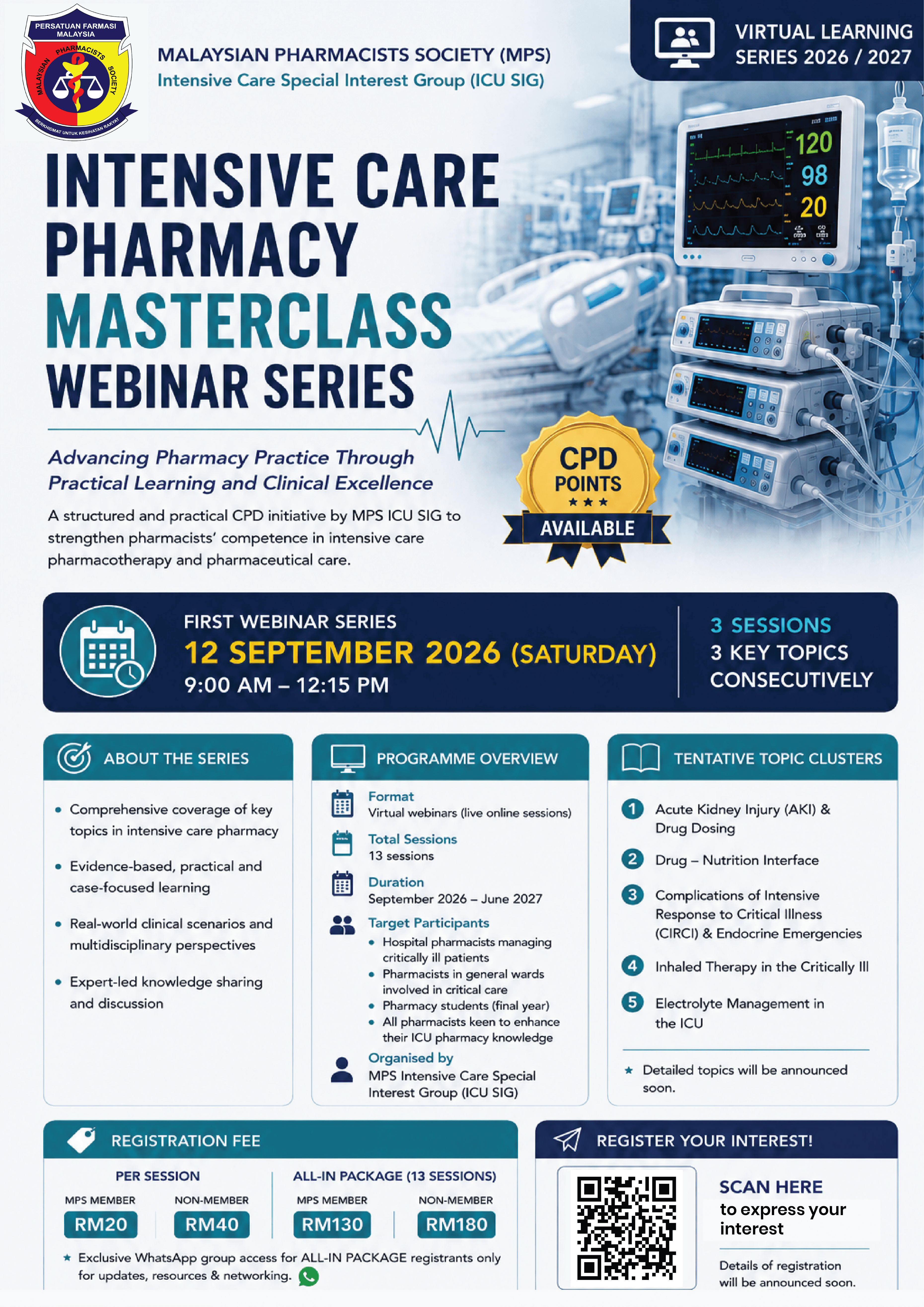 INTENSIVE CARE PHARMACY MASTERCLASS WEBINAR SERIES 2026/2027 - SERIES NO. 1 (SEPTEMBER 2026)